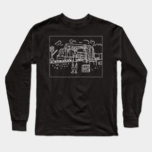 Rubber chicken visits train on a bridge Long Sleeve T-Shirt